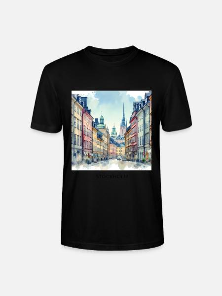 Gamla Stan Stockholm Scandinavia Sweden Spring - Stanley/Stella CRAFTER Unisex Organic T-Shirt - black