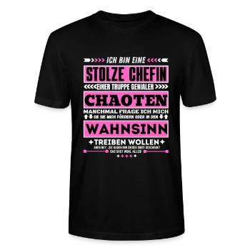 stolze Chefin einer truppe genialer Chaoten - Stanley/Stella Unisex Bio-T-Shirt CRAFTER - Schwarz - Vorne - Alina (178cm) & Michal (187cm)