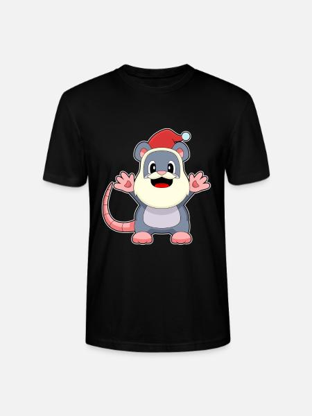 Mouse Christmas Santa Claus - Stanley/Stella CRAFTER Unisex Organic T-Shirt - black