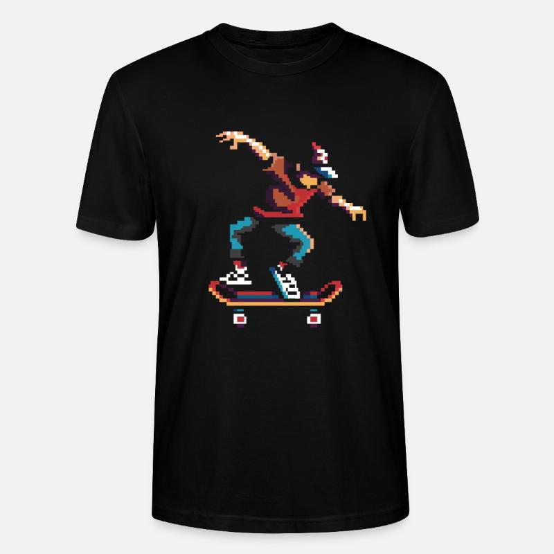 Skateboarder Pixel Kunst - Stanley/Stella Unisex Bio-T-Shirt CRAFTER - Schwarz