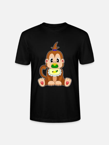 Affe Baby Lätzchen Schnuller - Stanley/Stella Unisex Bio-T-Shirt CRAFTER - Schwarz