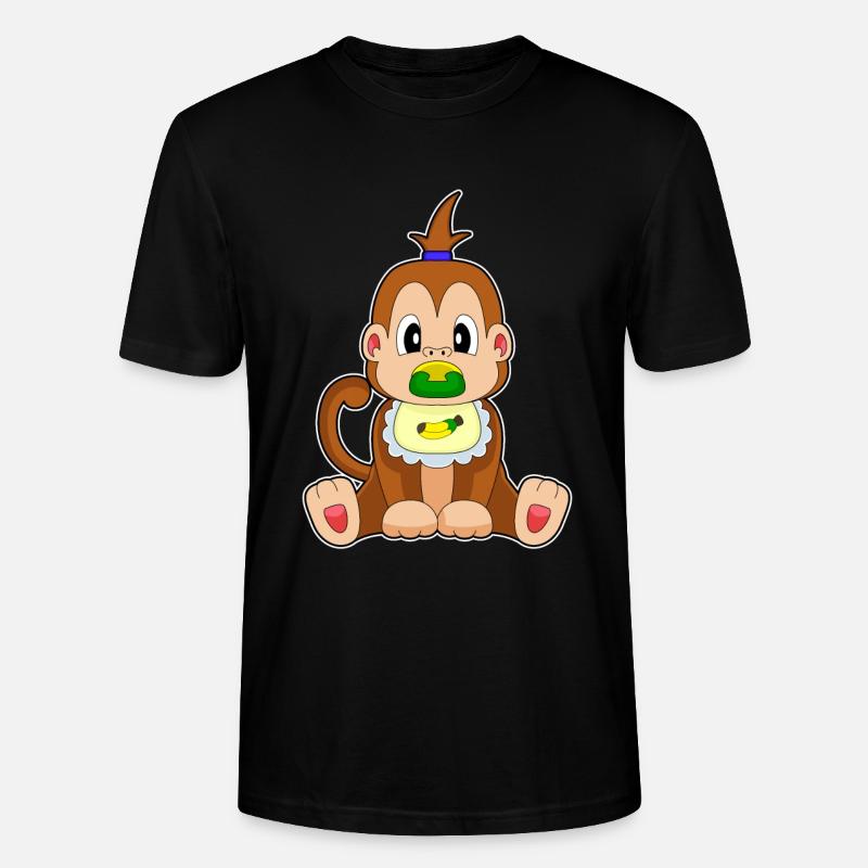 Affe Banane Schnuller Lätzchen - Stanley/Stella Unisex Bio-T-Shirt CRAFTER - Schwarz
