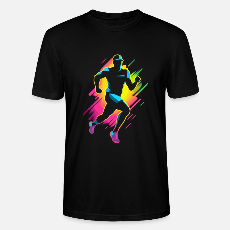 Marathon Läufer Comic Look - Stanley/Stella Unisex Bio-T-Shirt CRAFTER - Schwarz