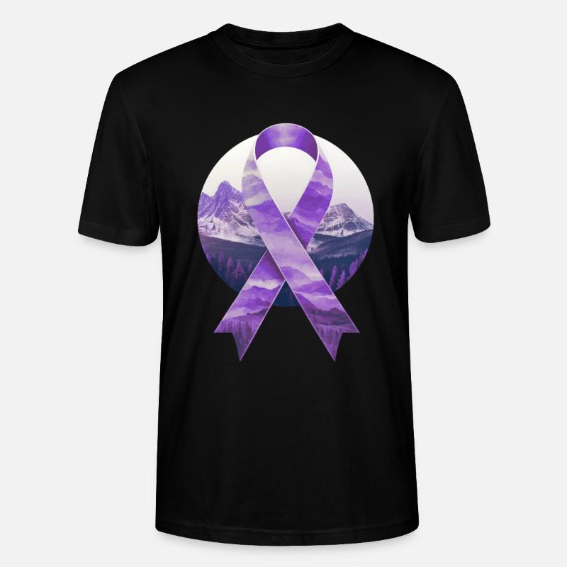 Lavendel Krebs Bewusstein Schleife Berge Geschenk - Stanley/Stella Unisex Bio-T-Shirt CRAFTER - Schwarz