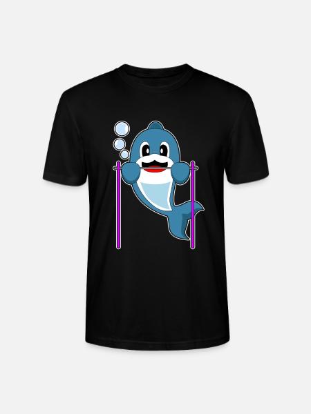 Dolphin Bodybuilder Pull-ups Bodybuilding - Stanley/Stella CRAFTER Unisex Organic T-Shirt - black