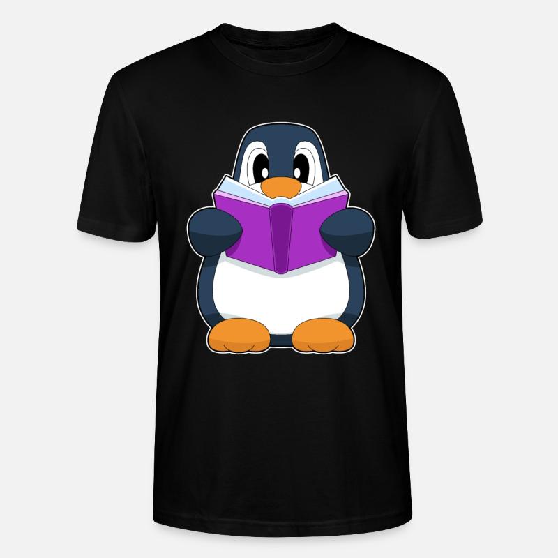 Pinguin Nerd Buch - Stanley/Stella Unisex Bio-T-Shirt CRAFTER - Schwarz