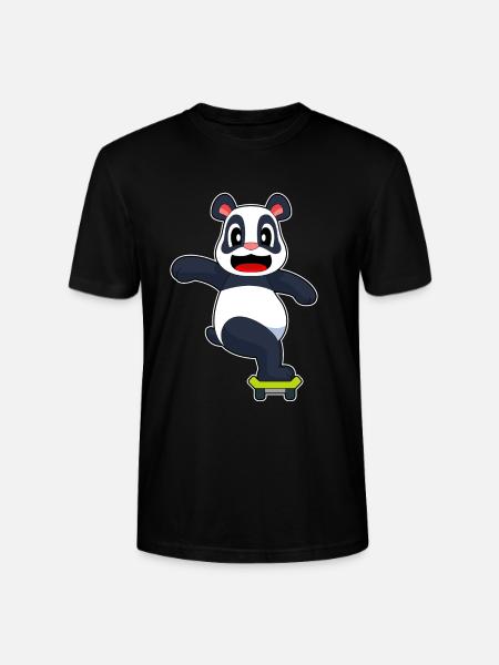 Panda Skater Skateboard - Stanley/Stella CRAFTER Unisex Organic T-Shirt - black
