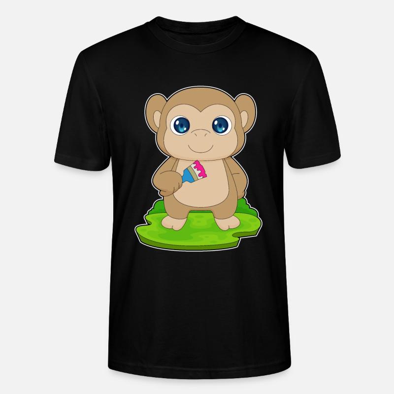 Affe Maler Pinsel Malen - Stanley/Stella Unisex Bio-T-Shirt CRAFTER - Schwarz