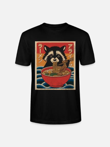 Kawaii Raccoon Ramen Funny Japanese Anime - Stanley/Stella CRAFTER Unisex Organic T-Shirt - black