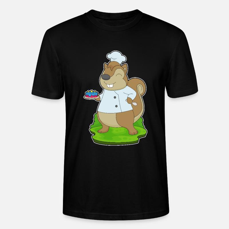 Squirrel Birthday Chef - Stanley/Stella CRAFTER Unisex Organic T-Shirt - black