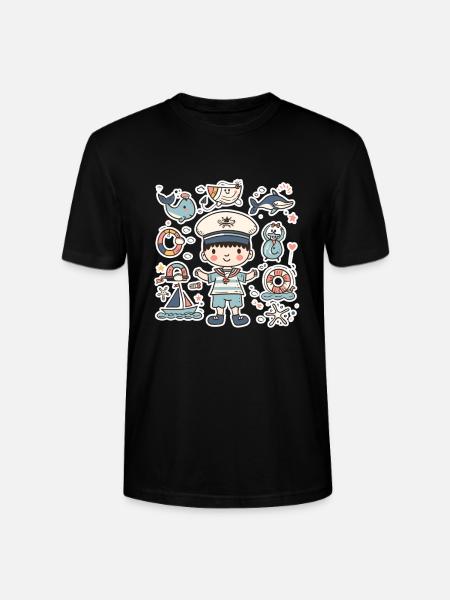 Kleiner Seemann Cartoon Look - Stanley/Stella Unisex Bio-T-Shirt CRAFTER - Schwarz
