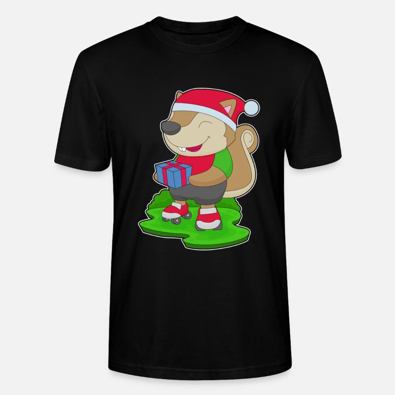 Eichhörnchen Weihnachten Inline skating - Stanley/Stella Unisex Bio-T-Shirt CRAFTER - Schwarz
