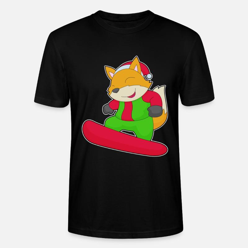 Fuchs Weihnachten Snowboard - Stanley/Stella Unisex Bio-T-Shirt CRAFTER - Schwarz