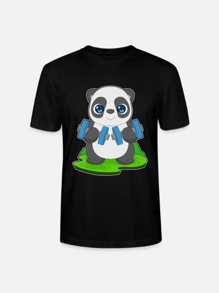 Panda Bodybuilder Dumbbell Bodybuilding - Stanley/Stella CRAFTER Unisex Organic T-Shirt - black