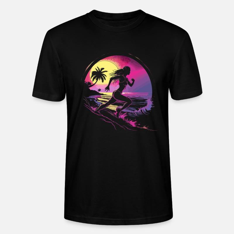 Coureur Synthwave - T-shirt bio CRAFTER Stanley Stella Unisexe - noir