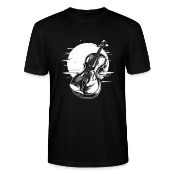 Violine - Stanley/Stella Unisex Bio-T-Shirt CRAFTER - Schwarz - Vorne - Alina (178cm) & Michal (187cm)