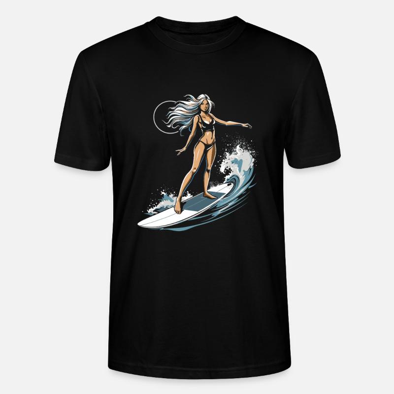 Graphique de surfeuse - T-shirt bio CRAFTER Stanley Stella Unisexe - noir
