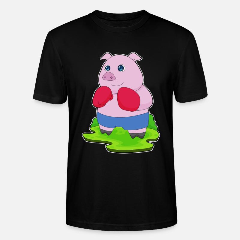 Schwein Boxer Boxhandschuhe Boxen - Stanley/Stella Unisex Bio-T-Shirt CRAFTER - Schwarz