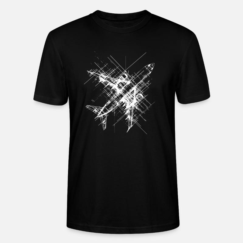 Dessin au trait d’avion - T-shirt bio CRAFTER Stanley Stella Unisexe - noir
