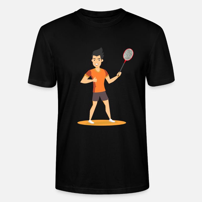 Badmintonspieler Comic Look - Stanley/Stella Unisex Bio-T-Shirt CRAFTER - Schwarz