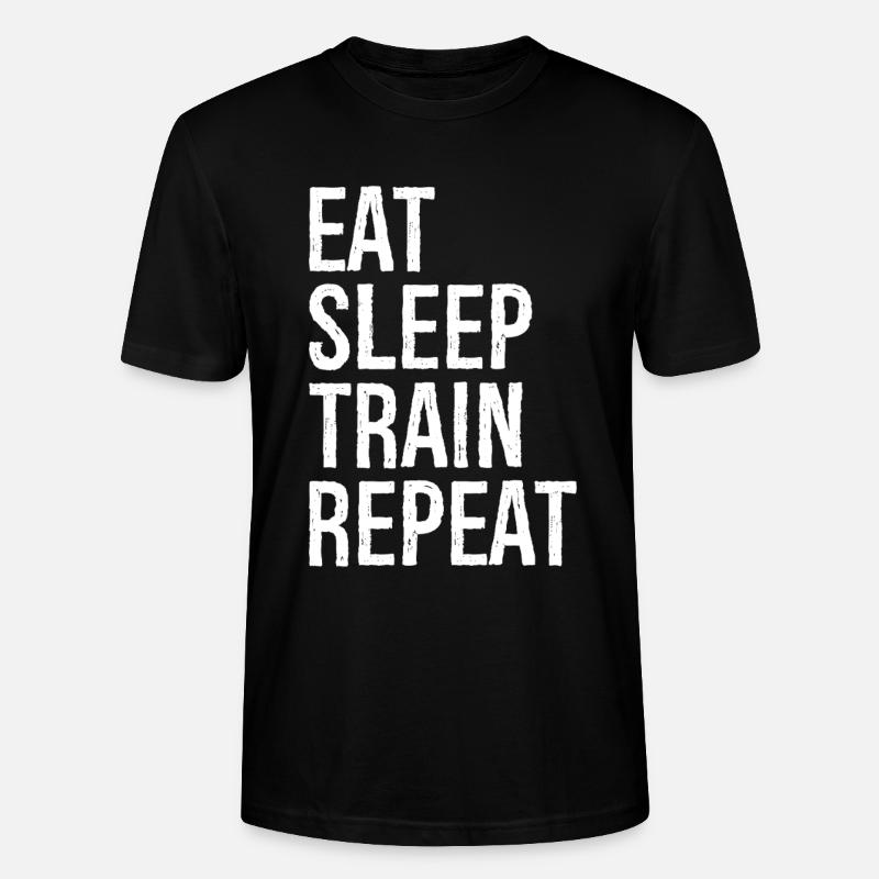 Manger Dormir Train Répéter - T-shirt bio CRAFTER Stanley Stella Unisexe - noir