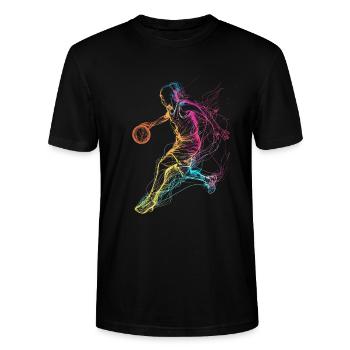 Basketballerin - Stanley/Stella Unisex Bio-T-Shirt CRAFTER - Schwarz - Vorne - Alina (178cm) & Michal (187cm)