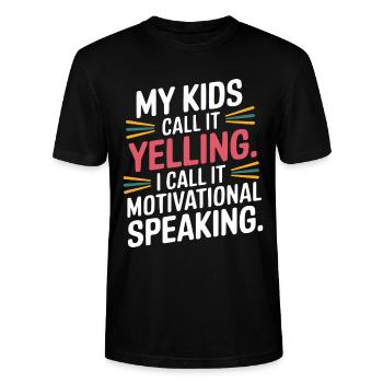 My kids call it yelling - Stanley/Stella CRAFTER Unisex Organic T-Shirt - black - Front - Alina (178cm) & Michal (187cm)