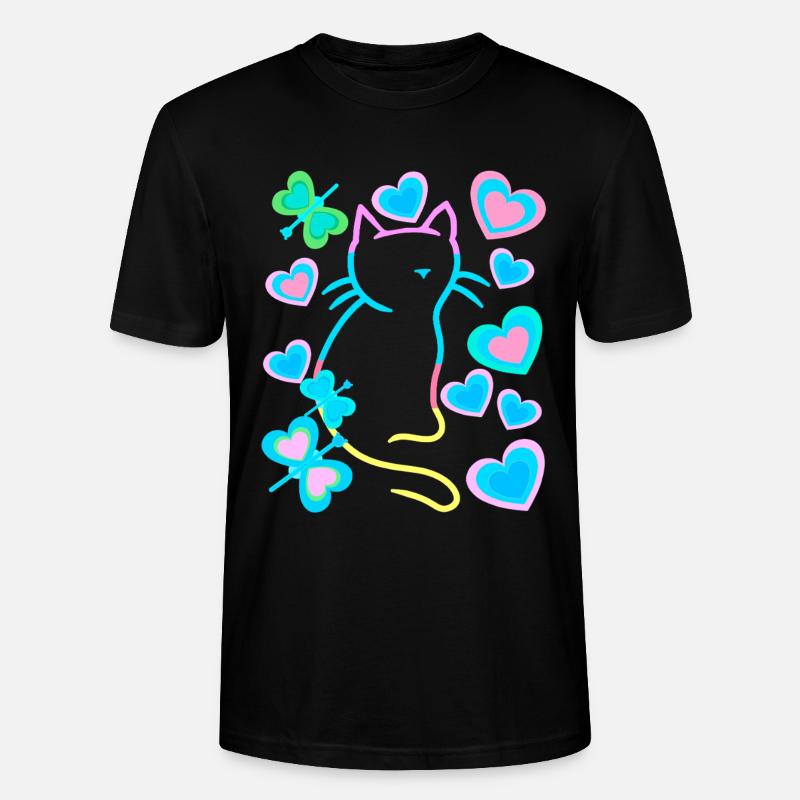 Retro Katze Katzen - Stanley/Stella Unisex Bio-T-Shirt CRAFTER - Schwarz