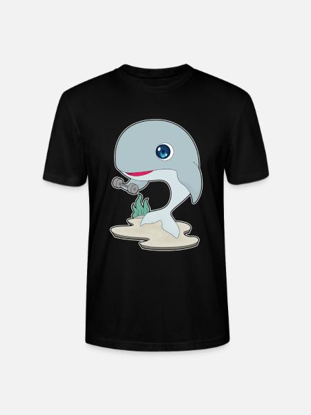 Whale Bodybuilder Dumbbell Bodybuilding - Stanley/Stella CRAFTER Unisex Organic T-Shirt - black
