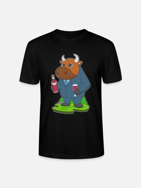 Taurus Bottle of Red Wine - Stanley/Stella CRAFTER Unisex Organic T-Shirt - black