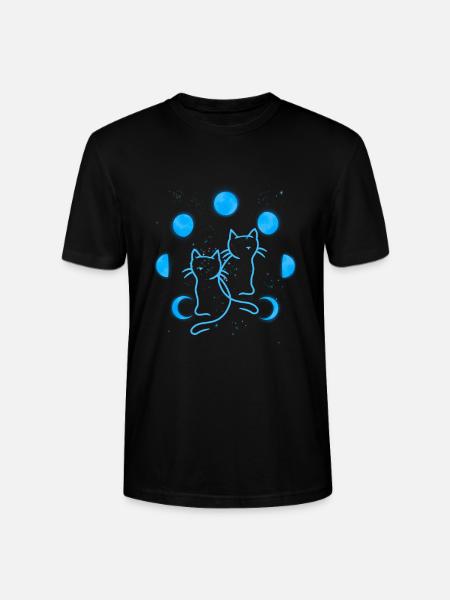 Cat Cats Moon Moon Phases - Stanley/Stella CRAFTER Unisex Organic T-Shirt - black