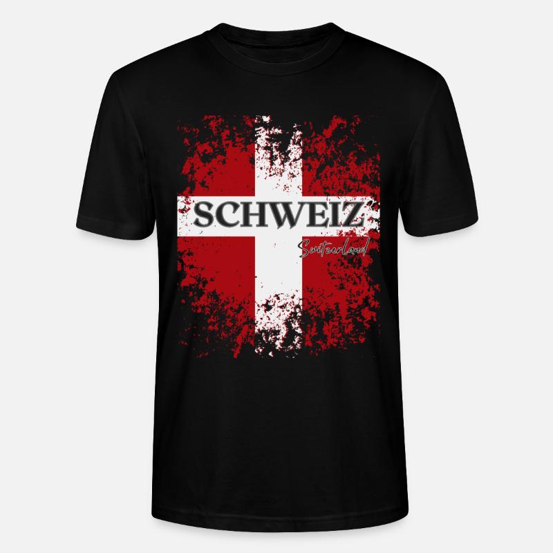 Flagge der Schweiz, Schweizer Stolz - Stanley/Stella Unisex Bio-T-Shirt CRAFTER - Schwarz