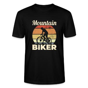 Vintage Mountainbiker - Stanley/Stella Unisex Bio-T-Shirt CRAFTER - Schwarz - Vorne - Alina (178cm) & Michal (187cm)