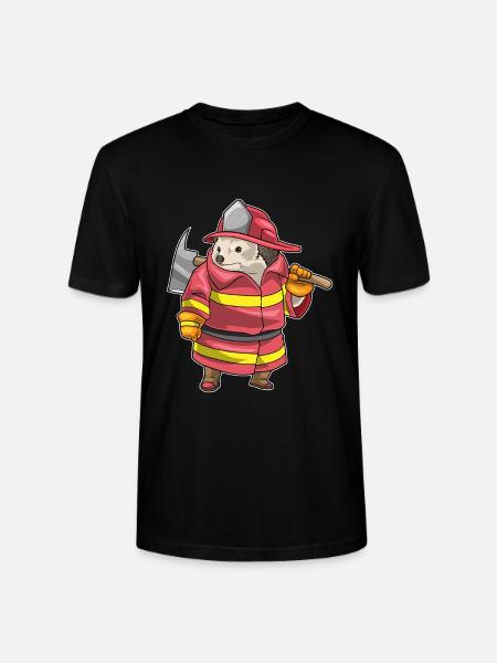 Hedgehog Firefighter Axe Fire Brigade - Stanley/Stella CRAFTER Unisex Organic T-Shirt - black