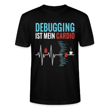 Debugging ist mein Cardio - Programmierer Nerd - Stanley/Stella Unisex Bio-T-Shirt CRAFTER - Schwarz - Vorne - Alina (178cm) & Michal (187cm)