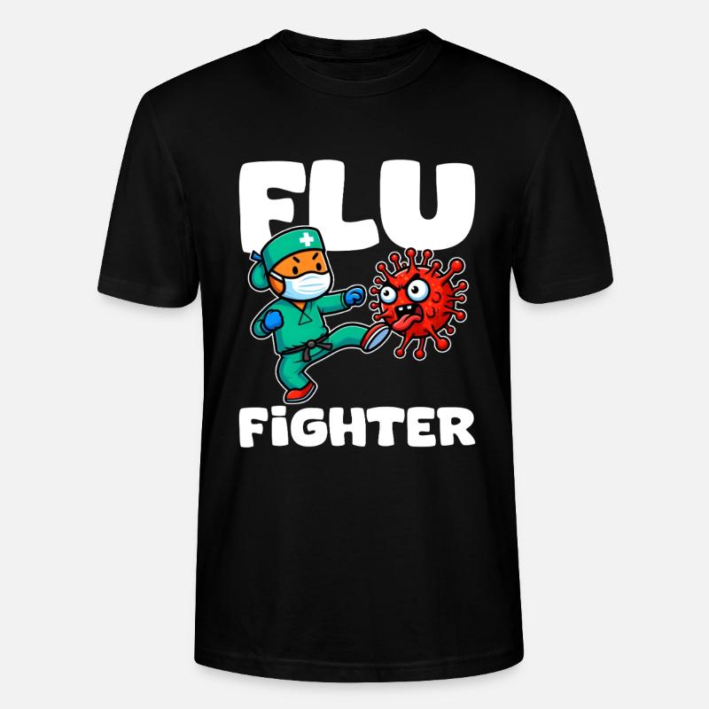 FLU FIGHTER - KRANKENSCHWESTER GESCHENK - Stanley/Stella Unisex Bio-T-Shirt CRAFTER - Schwarz