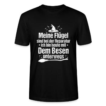 Halloween Meine Flügel sind bei der Reparatur - Stanley/Stella Unisex Bio-T-Shirt CRAFTER - Schwarz - Vorne - Alina (178cm) & Michal (187cm)