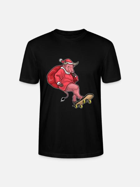 Taurus Christmas Skateboard - Stanley/Stella CRAFTER Unisex Organic T-Shirt - black