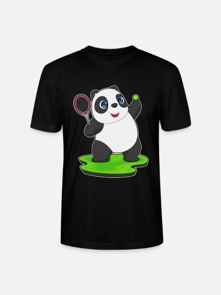 Panda Tennis Racket - Stanley/Stella CRAFTER Unisex Organic T-Shirt - black