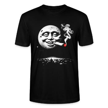 Mondscheiniger Unfug mit lächelndem Gesicht - Stanley/Stella Unisex Bio-T-Shirt CRAFTER - Schwarz - Vorne - Alina (178cm) & Michal (187cm)