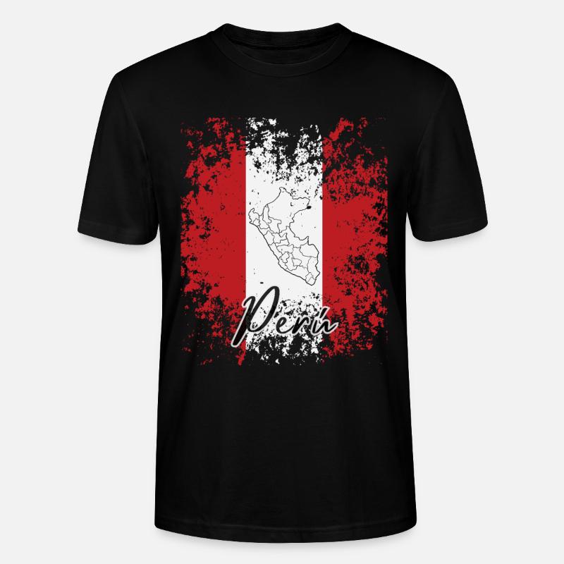 J'aime le Pérou, le drapeau péruvien - T-shirt bio CRAFTER Stanley Stella Unisexe - noir