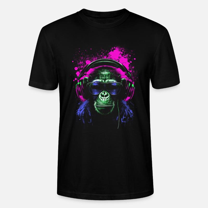 Schimpanse Psychedelischer Musiker - Stanley/Stella Unisex Bio-T-Shirt CRAFTER - Schwarz