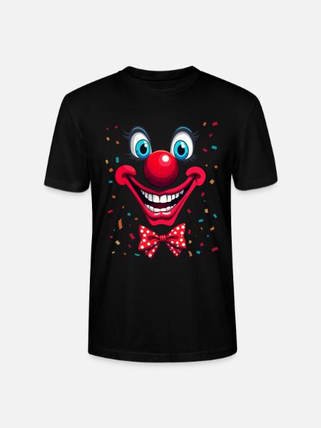 Buntes Clownsgesicht mit Fliege - Stanley/Stella Unisex Bio-T-Shirt CRAFTER - Schwarz