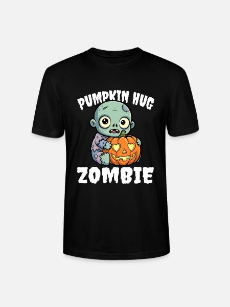 PUMPKIN HUG ZOMBIE - ZOMBIE HALLOWEEN - Stanley/Stella CRAFTER Unisex Organic T-Shirt - black