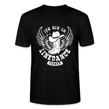Line Dance Fever - Fan de Country - Cadeau - T-shirt bio CRAFTER Stanley Stella Unisexe - noir - Devant - Alina (178cm) & Michal (187cm)
