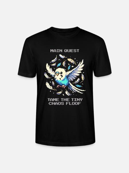 Main Quest: Tame Chaos Fluff | Budgie - Stanley/Stella CRAFTER Unisex Organic T-Shirt - black