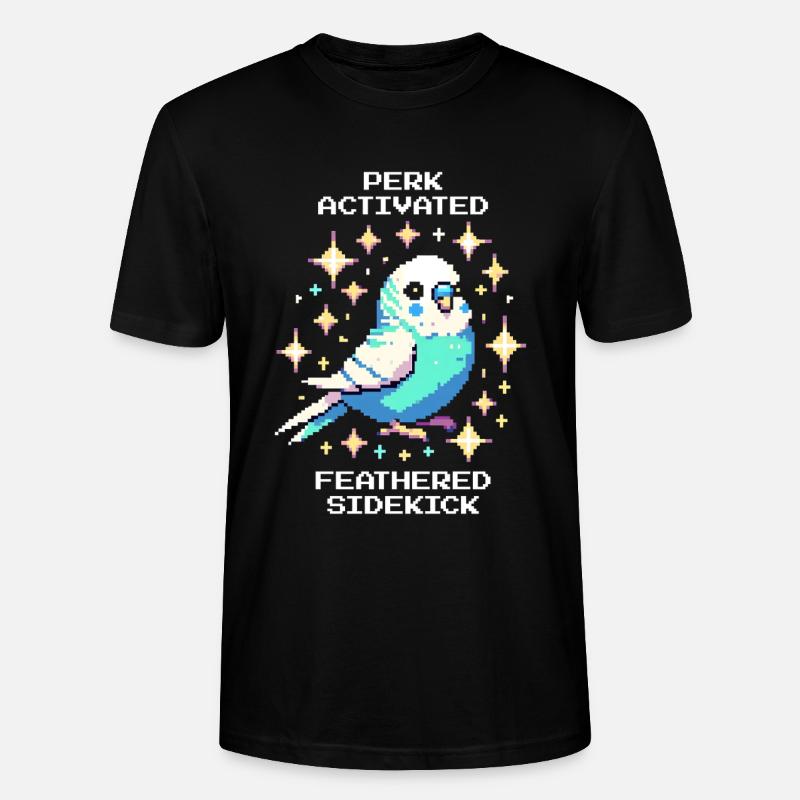 Perk active: Feathered Sidekick | Budgie - Stanley/Stella CRAFTER Unisex Organic T-Shirt - black