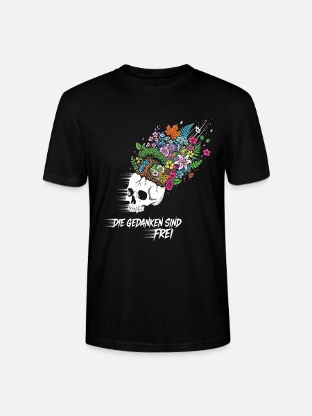 Freedom Flowers Skull - Stanley/Stella CRAFTER Unisex Organic T-Shirt - black