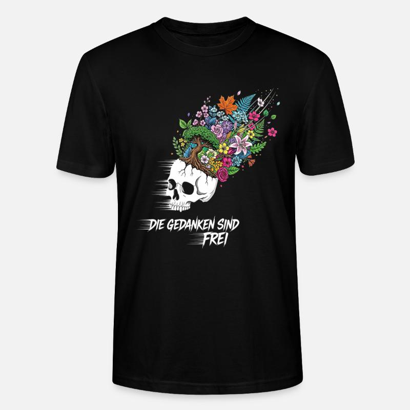 Crâne de fleurs de liberté - T-shirt bio CRAFTER Stanley Stella Unisexe - noir