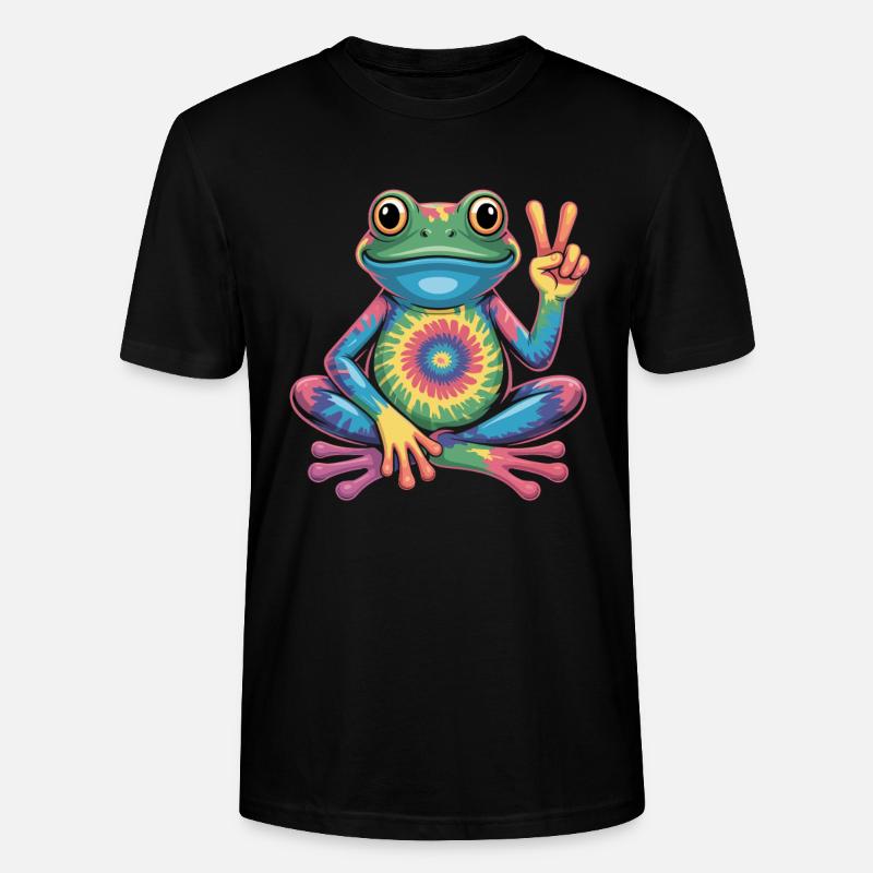 Frosch Tie-Dye Hippie Frieden Zeichen - Stanley/Stella Unisex Bio-T-Shirt CRAFTER - Schwarz